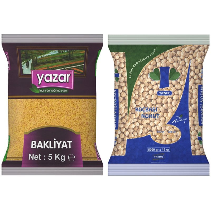 Yazar Pilavlık Bulgur 5 Kg + Koçbaşı Nohut 5 Kg